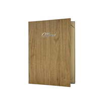 Menu personnalisé en cuir grainé bois A4, couverture de menu recto-verso, menus de restaurant avec coins renforcés