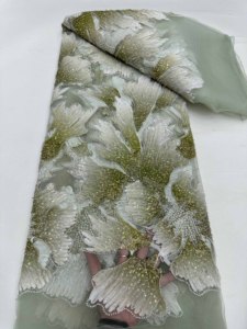 Tela de encaje con cuentas <span class=keywords><strong>a</strong></span> <span class=keywords><strong>mano</strong></span> africana para vestido de fiesta - Product Image 6