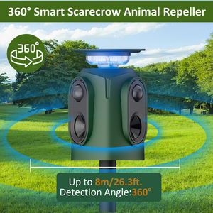 Repelente Ultrasónico de Aves de 360 Grados, Repelente Solar de Animales para Exteriores, Sensor de Movimiento, Luz Estroboscópica LED, Baterías Recargables Sólidas - Product Image 5