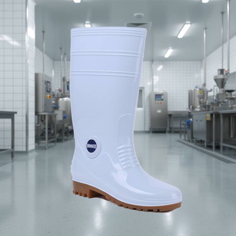 White Waterproof Knee High Rain Boots