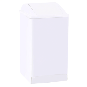 Cestino per rifiuti con coperchio 65 L, in plastica bianca, per uso domestico e in ufficio - Product Image 2