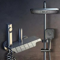 Ensemble de Douche Moderne et Populaire à Touches de Piano, Gris Anthracite, Mitigeur Eau Chaude et Froide Sous Pression en Laiton, Système de Douche