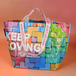 Wholesale Hand Woven Bag Custom <b>Laminated</b> Plastic Advertising Large Capacity Gift Bag Clothing Shopping Woven Tote Bag in Stock - Product Image 3