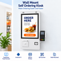 Kiosque de commande automatique mural de 21,5 pouces, Android 11, écran tactile capacitif, terminal de point de vente avec imprimante 80 mm, scanner QR pour restaurant