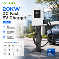 Station de recharge DC EVEGO de petite taille pour usage commercial, 20 kW, montage mural, CCS1/CCS2/GBT, prise en charge OCPP 2.0.1, paiement par POS, chargeur intelligent pour véhicules électriques