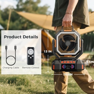 Ventilador LED con Luz USB Recargable, Ventilador de Pie Portátil de 4 Velocidades para Exteriores, Ventilador de Camping Recargable de 40000 mAh para el Hogar - Product Image 6