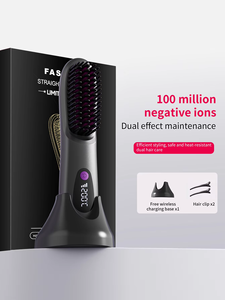 New Arrival LCD Type-c Cordless Portable Rechargeable Electric Wireless <b>Mini</b> Beard Hair <b>Straightener</b> Brush Comb With Base - Product Image 5