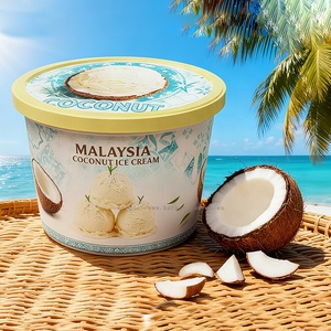 Envases de plástico para helado de coco de 500 g, recipientes con base de polietileno con tapa, vasos para gelato de 25 oz y 12 oz, envases IML, MALASIA - Product Image 1