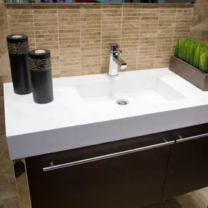 Akrilik katı yüzey yapay taş Vanity Tops Cut-to-size tezgah otel projesi için