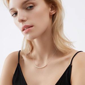 925 Silver Small Freshwater Pearl Necklace with Smiling Collarbone Chain <b>Simple</b> Japanese Style One Character Niche - Product Image 2