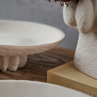 Plateau à fruits beige moderne de luxe fait à la main, plateau créatif pour gâteaux, en-cas, noix, en céramique, pour la décoration de la maison