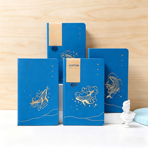 Carnet de notes A5 personnalisable avec logo en feuille d'or, couverture rigide, lignes quadrillées, pour les amoureux de l'océan - Product Image 2