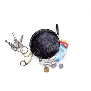 Luxus Krokodil Textur Münze Brieftasche Aufbewahrung beutel benutzer definierte runde Geldbörse Schlüssel bund