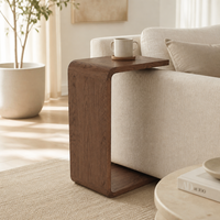Table d'appoint en bois minimaliste en forme de C, table polyvalente pour canapé et lit, pour ordinateur portable, café et collations dans le salon, la chambre à coucher