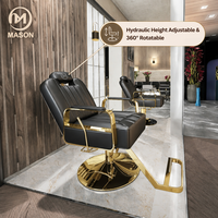 Fauteuil de Barbier Professionnel en Cuir PU, Robuste et Durable, avec Pompe Hydraulique, Inclinable et Réglable en Hauteur à 360°, Vente en Gros