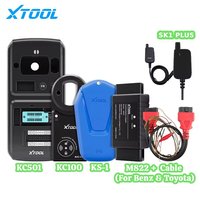 XTOOL Ensemble complet KC501 KC100 KS-1 SK1 Plus M822 avec câble pour Benz pour Toyota Outil de programmation de clés de voiture IMMO compatible avec X100MAX