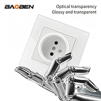 BAOBEN Interrupteur mural et prise multifonctionnels en verre trempé blanc 13A, norme britannique, européenne et américaine, USB Type-C