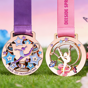 Medaglia Personalizzata OEM per Competizioni, Medaglia in Metallo con Logo Personalizzato, Effetto Glitter, Smaltata, per Pattinaggio Artistico, Danza Latina, Ginnastica, Premi per Feste - Product Image 1