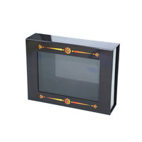 Boîte cadeau carrée de luxe personnalisée avec fenêtre en PVC, carton rigide noir, couvercle transparent à rabat, fermeture magnétique, gaufrage