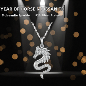 Custom Year of the Horse VVS Moissanite Ball Shape Pendant Necklace 925 <b>Silver</b> Plated Luxury Fine Jewelry Gift Women - Product Image 2