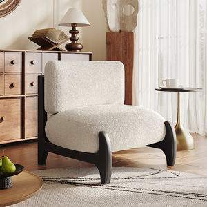 Moderne <span class=keywords><strong>Wingback</strong></span> Eetkamerstoel Klein Accent Vrije Tijd Zonder Armen Gebogen Fluwelen Rugleuning Dikke Spons Kussen Houten Poten Voor Woonkamer - Product Image 1