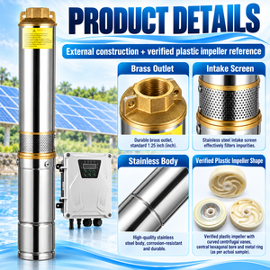 Bomba Sumergible Solar QY de 4 Pulgadas, 110V, 1100W, 11.5 m³/h, 49m de Altura, Impulsor de Plástico - Product Image 4