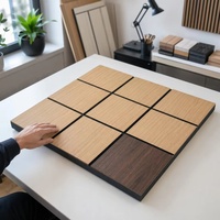 Panneau mural acoustique géométrique 3D à rainures - Panneau décoratif insonorisant à texture de grain de bois pour revêtement mural et de plafond intérieur