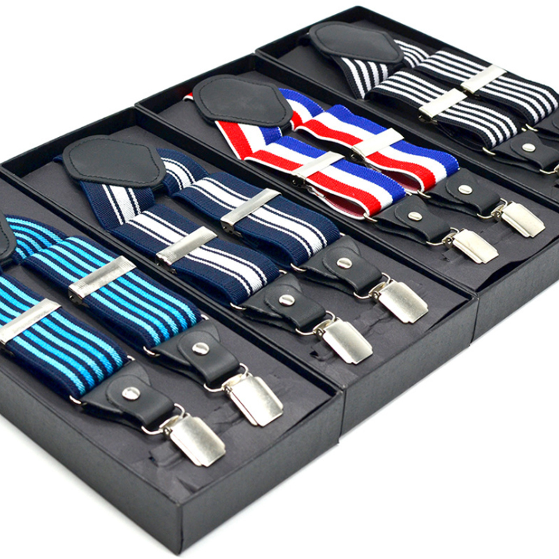 Leather Suspenders Fashion Braces Gift Box Adjustable 4 Clips Man/Woman Suspenders Men's Gift Wedding Apparel Accessories