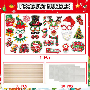 31 cái/bộ Tự Làm Giáng Sinh Giấy Gian Hàng Ảnh Khung Kit Như Giáng Sinh Trang Trí Nội Thất Xmas Santa Claus Đảng Cầm Tay <span class=keywords><strong>Photobooth</strong></span> Đạo Cụ Bộ - Product Image 4