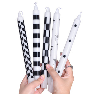 25cm Smokeless Taper <b>Candles</b> 10 Inch Retro Stripe Silver Black <b>Long</b> <b>Candle</b> For Wedding Banquet Decoration - Product Image 5