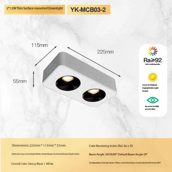 Double head 24W (white shell black cup)