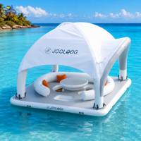 Plateforme flottante gonflable commerciale avec parasol et sièges pour yacht, lac, plage et complexe hôtelier