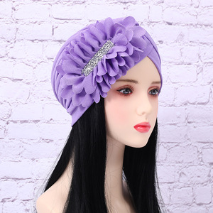 ผ้าโพกหัวฮิญาบสีพื้นสำหรับผู้หญิงมุสลิม รุ่น HZM-<span class=keywords><strong>26095</strong></span>  แบบแอฟริกันไนจีเรีย ประดับมุกและคริสตัล - Product Image 3