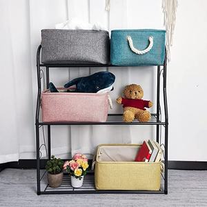 Homeplus – bacs cubes en lin, boîtes en tissu avec poignée en macramé, pour étagères, pépinière, bureau à domicile, rangement, nouveau style - Product Image 5