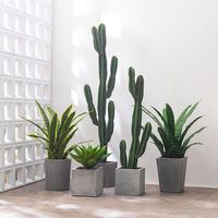 Ornement d'intérieur de cactus artificiel de style nordique Plante artificielle en pot vert pour la décoration de fenêtre ou de sol