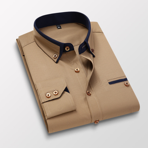 Camicia da Uomo Elegante e Casual a Maniche Lunghe <span class=keywords><strong>Ultimo</strong></span> Design all'Ingrosso in 100% Cotone con Vestibilità Slim Personalizzata - Product Image 5