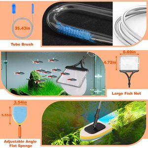 Seaoura SR-513多機能伸縮ハンドル<span class=keywords><strong>7</strong></span>-in-1水族館洗浄ツール魚タンククリーナーキット魚タンクアクセサリー - Product Image 6