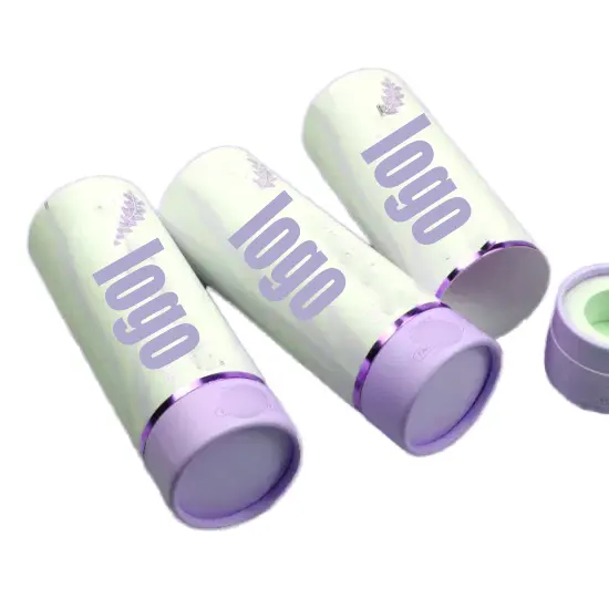Op Maat Gemaakte Cosmetische Plastic Gratis Papieren Blikjes Lege Deodorant Papier Lippenbalsempot Biologisch Afbreekbare Papieren Buis Met Gouden Logo