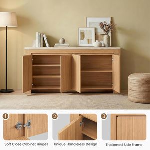 Aparador Tradicional con Almacenamiento, Diseño Arqueado, 2 Puertas, Estantes Ajustables, Gran Capacidad, Mesa Consola <span class=keywords><strong>para</strong></span> Comedor - Product Image 5
