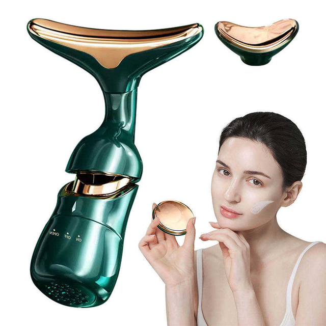 Youthful Skin and Reduced Fine Lines with 3 in 1 Sonic Vibration Beauty Device for Home Facial and Neck Care
