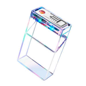Étui à cigarettes moderne portable en métal et plastique, étanche, doré, personnalisé avec briquet USB pour cadeaux promotionnels - Product Image 1