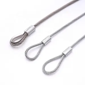 Precio de fábrica Cordón DE SEGURIDAD Cable de alambre de acero Cuerda de alambre de acero inoxidable de 1,5mm con extremos de bucle