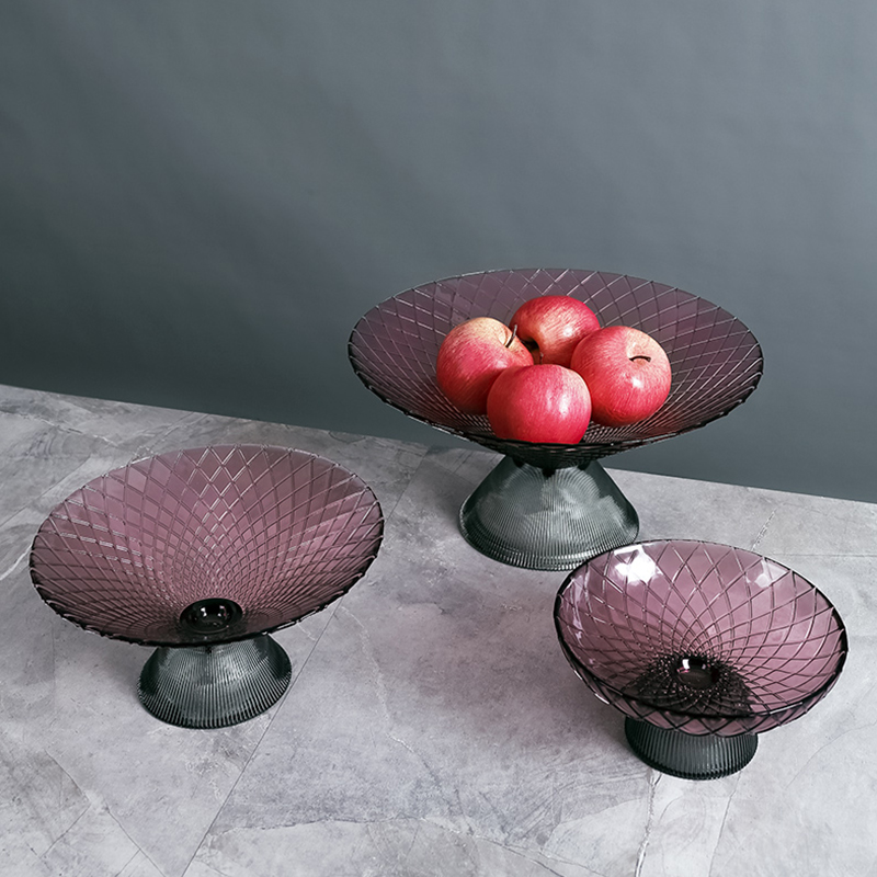Оптовая продажа, цветная Роскошная чаша для фруктов, стеклянная конфетная шоколадная тарелка, домашний декор