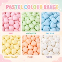 Bonbons Macaron Pastel Guimauve Assortis en Forme de Cube et de Cœur, Mouchetés et Unis, avec Revêtement Mat Doux, Confiserie Sucrée