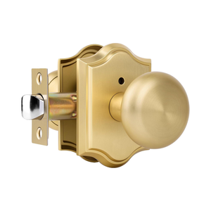 Satin Brass <strong>Door</strong> <strong>Knobs</strong> Interior with Lock, Zinc Alloy Vintage <strong>Gold</strong> Privacy Passage Round <strong>Door</strong> <strong>Knobs</strong> Handles for Bedroom Bathroom - Product Image 1