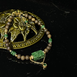 Pulsera de Jadeíta Natural Birmana Grado A Lu Lu Tong Verde con Agarwood para <span class=keywords><strong>Mujer</strong></span>, Regalo de Jadeíta (con NGTC) - Product Image 5