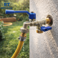 Robinet de jardin extérieur en alliage de zinc certifié CE avec filetage GHT 1/2"*3/4" et finition nickelée, pour tuyau d'arrosage