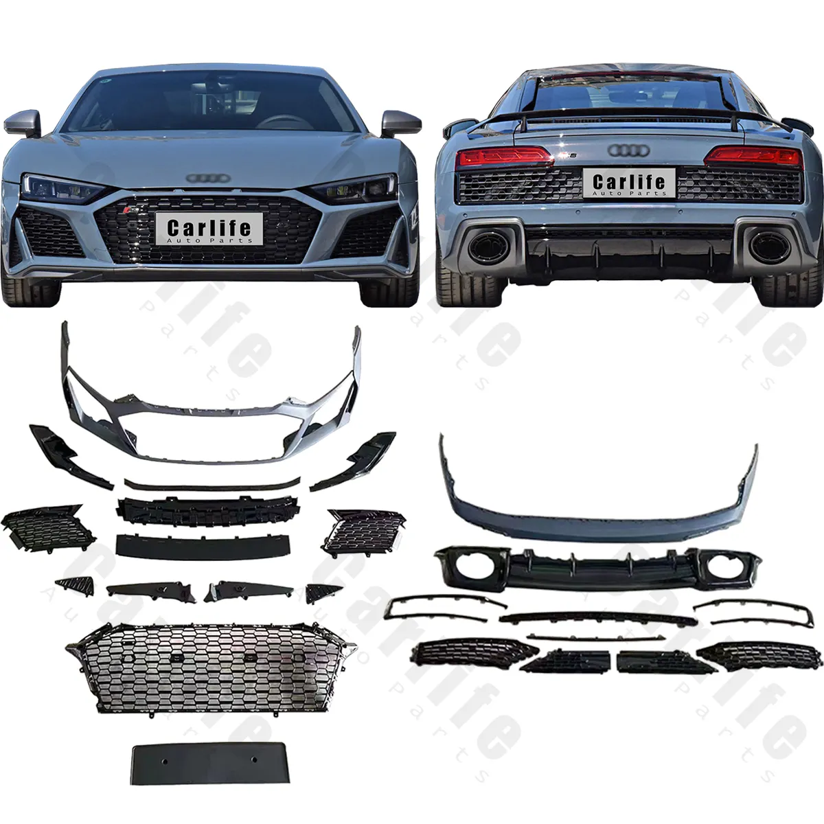 New product conversion Body kit for Audi R8 2016 2017 2018 upgrade to 2021 R8 look like bodykit with PP material bumpers