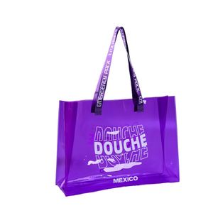 Trendy Colorful Holographic PVC Tote Bags, Stylish Clear Handbags for Women, Logo-printed Gift Bags - Product Image 2