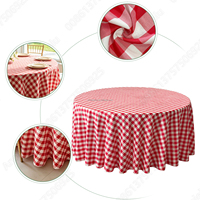 Nappe ronde en polyester à carreaux rouges ANNIELU, couverture de table à carreaux pour mariage, banquet, pique-nique, réutilisable, facile à nettoyer